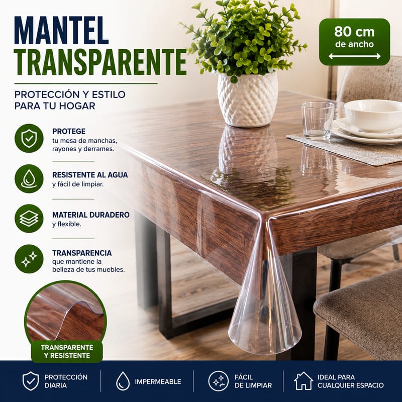 Mantel Transparente Protector para Mesa - Image 1